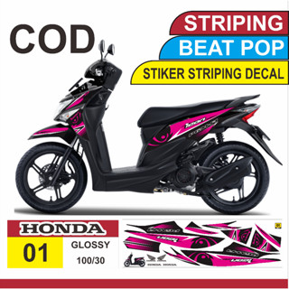 พร้อมส่ง สติกเกอร์กราฟฟิค เคลือบเงา สําหรับ Honda Beat Pop 110 2014-2019 ARS083