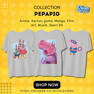 เสื้อยืด ผ้าฝ้าย พิมพ์ลาย Peppa PIG สําหรับเด็ก และผู้ใหญ่ 30S