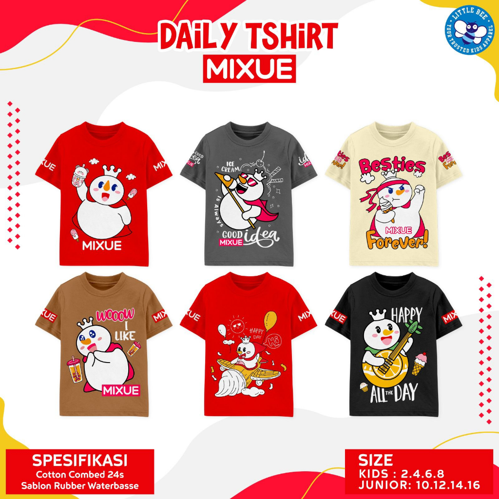 เสื้อผ้าเด็กผู้ชาย / เสื้อยืดเด็กชาย Little Bee Branded Cute Motifs 2-16 Years Old