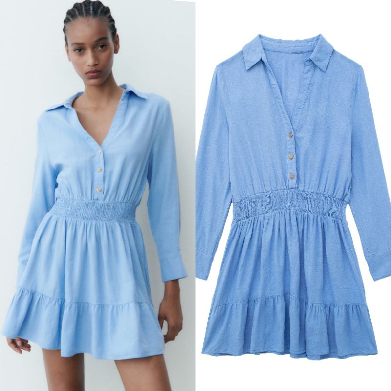 มินิเดรสเอวยืดสีฟ้า71844