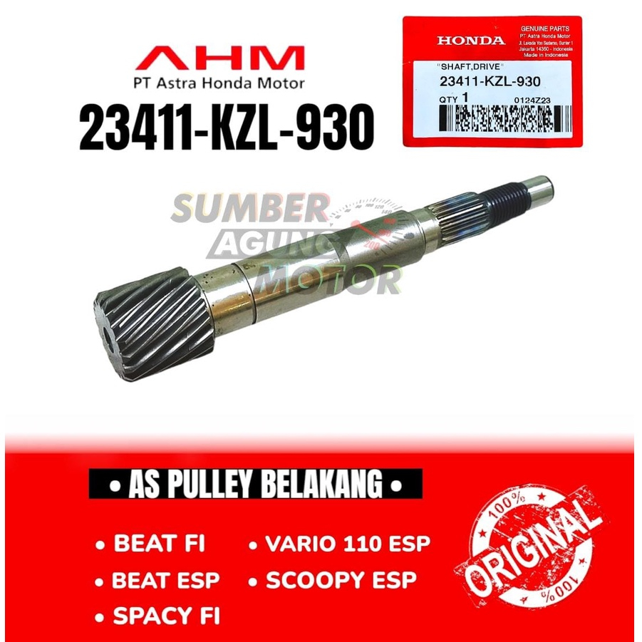 ด้านหลัง PULLY ASSEMBLY BEAT FI ESP VARIO 110 ESP SCOOPY SPACY FI ORIGINAL AHM 23411-KZL-930