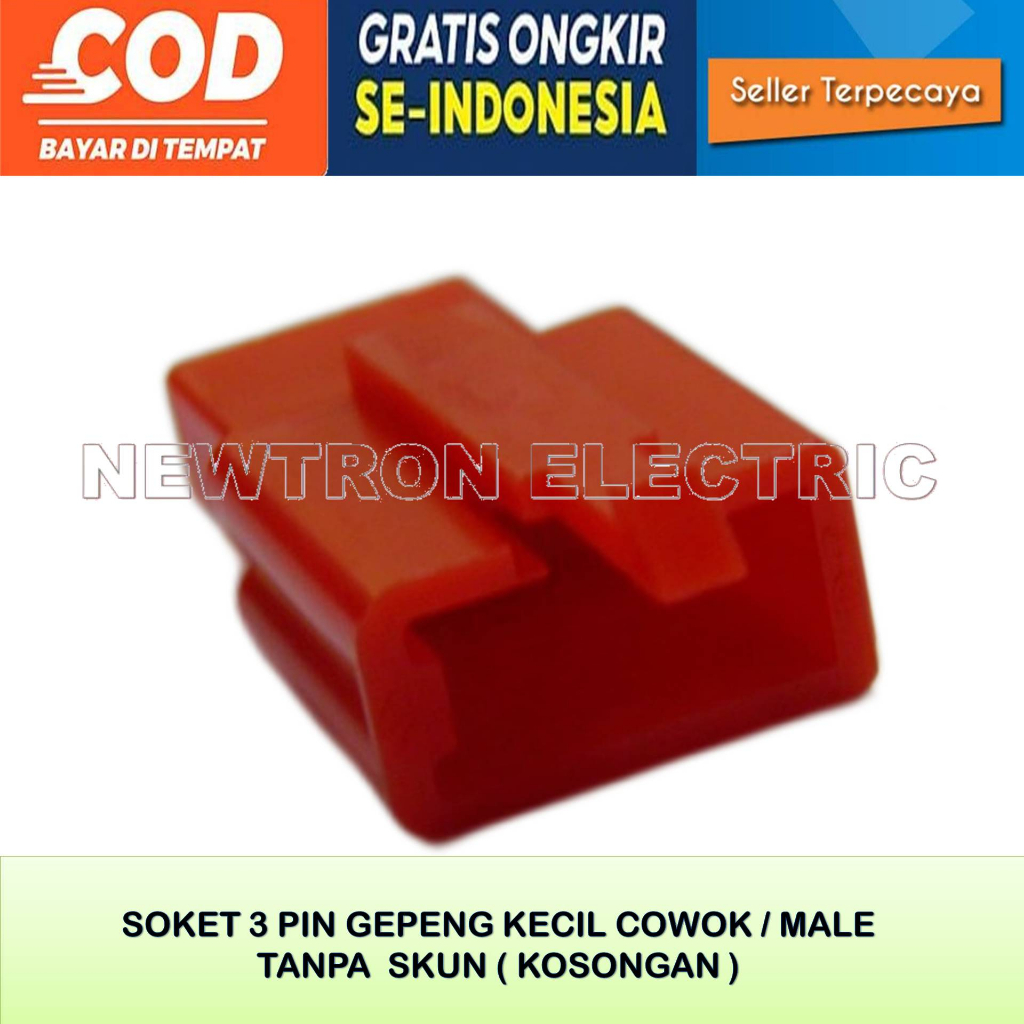 MERAH RED ชาย 3 PIN SOCKET RED 3 PIN CABLE SOCKET SMALL FLAT 3 PIN SOCKET HEAT RESISTANT NYLON MATER