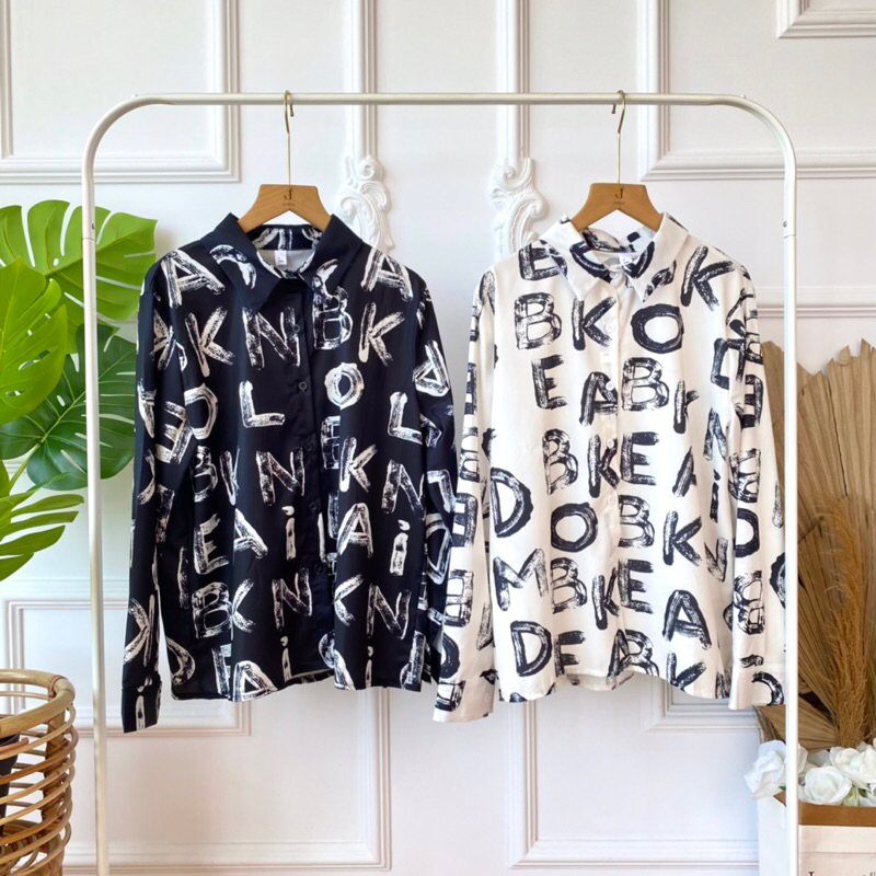 KEMEJA [WHOLESALE] JR620 - ALPHABET BKK SHIRT (4pcs @ Rp. 77,000)