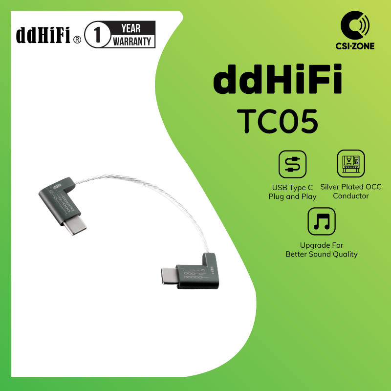 DdHIFI / DD HIFI TC05 Type C ถึง Type C สาย OTG ชุบเงิน