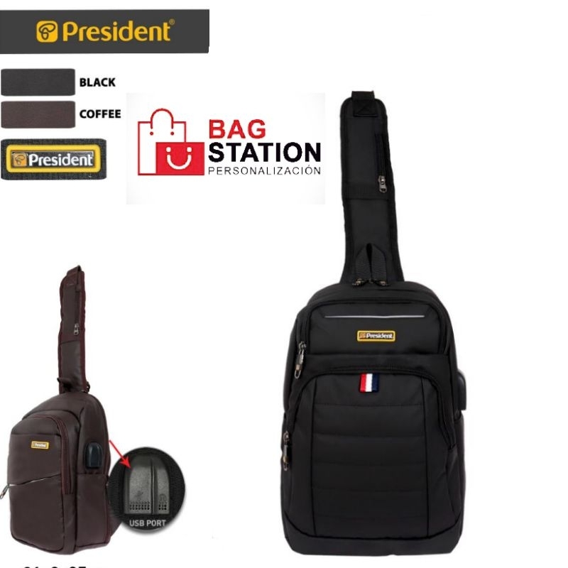 กระเป๋าคาดหน้าอก PRESIDENT USB PORT ORIGINAL PRESIDENT SELEMPANG BAG ORIGINAL PRESIDENT SLING BAG TR