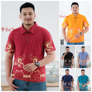 RED SKULL Kaos Kerah Polo Batik Solo Batik Bawah Ada Saku