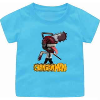 เสื้อยืด ลายเลื่อยยนต์ อนิเมะ VIRAL CHAINSAW MAN สําหรับเด็กผู้ชาย อายุ 1-12 ปี UK.S/3XL