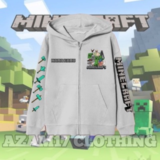 เสื้อแจ็กเก็ตกันหนาว มีฮู้ด แต่งซิป ลาย Minecraft สําหรับเด็กผู้ชาย และเด็กผู้หญิง