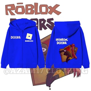 เสื้อแจ็กเก็ต มีฮู้ด แต่งซิป ลาย Roblox Doors Game สําหรับเด็กผู้ชาย และเด็กผู้หญิง