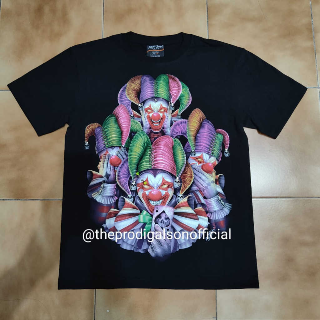Rock Chang นําเข้าเสื้อยืด Size M Clown Joker 4D Glow in The Dark