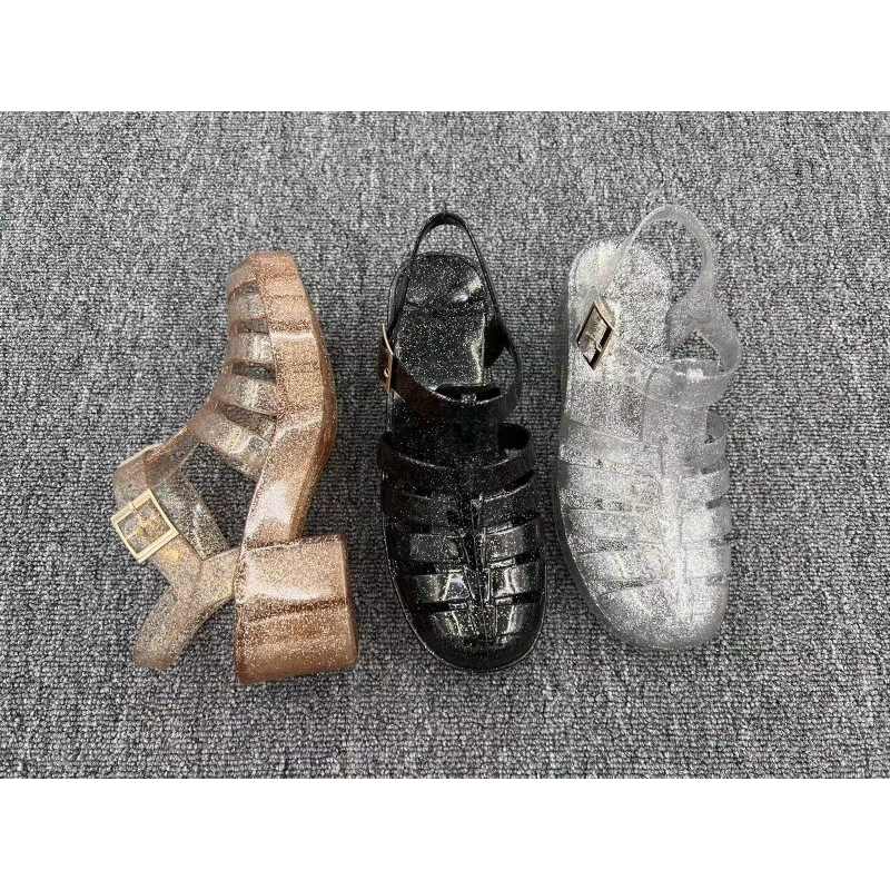 ใหม่ Melissa Gladiator Glitter Wedges รองเท้าแตะนําเข้าคุณภาพสูง