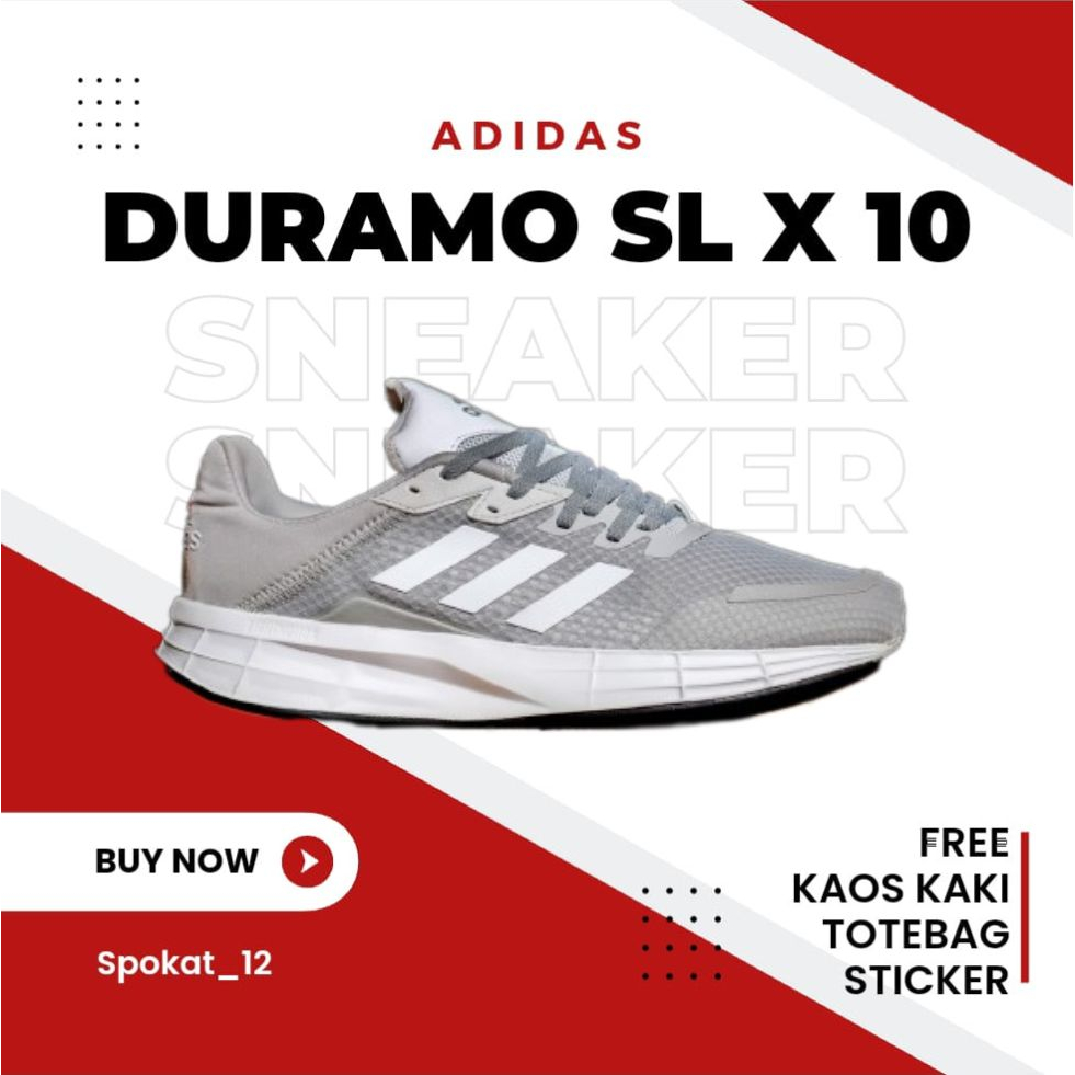 Adidas Duramo SL รองเท้าผ้าใบลําลอง สีเทา สีขาว สําหรับผู้ชาย ผู้หญิง
