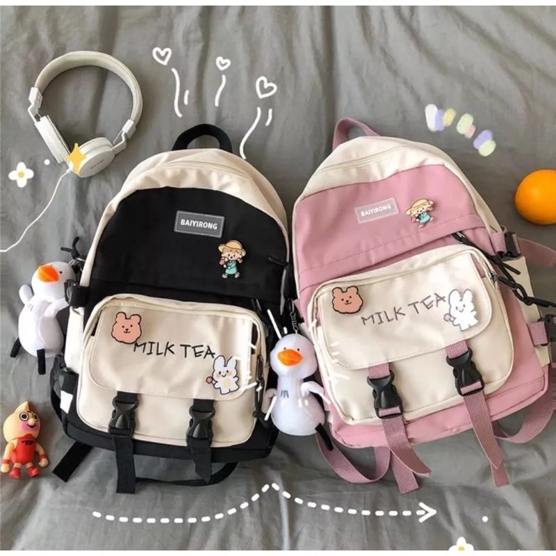 Ready School BackPack BackPack สําหรับเด็กประถม Milktea School BackPack กระเป๋าผู้หญิง