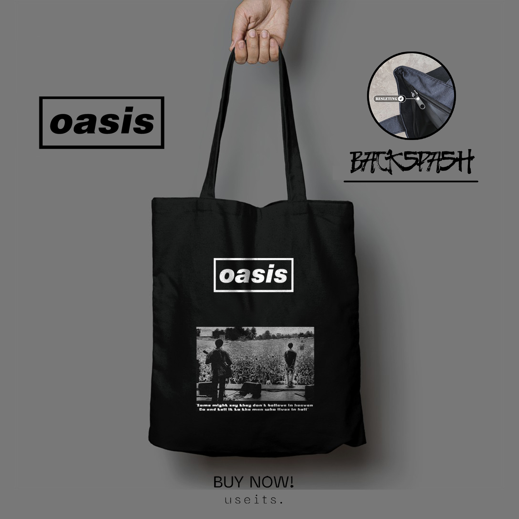 กระเป๋าโท้ต Oasis Band แบบกําหนดเองสําหรับผู้ชายและผู้หญิง - OASIS