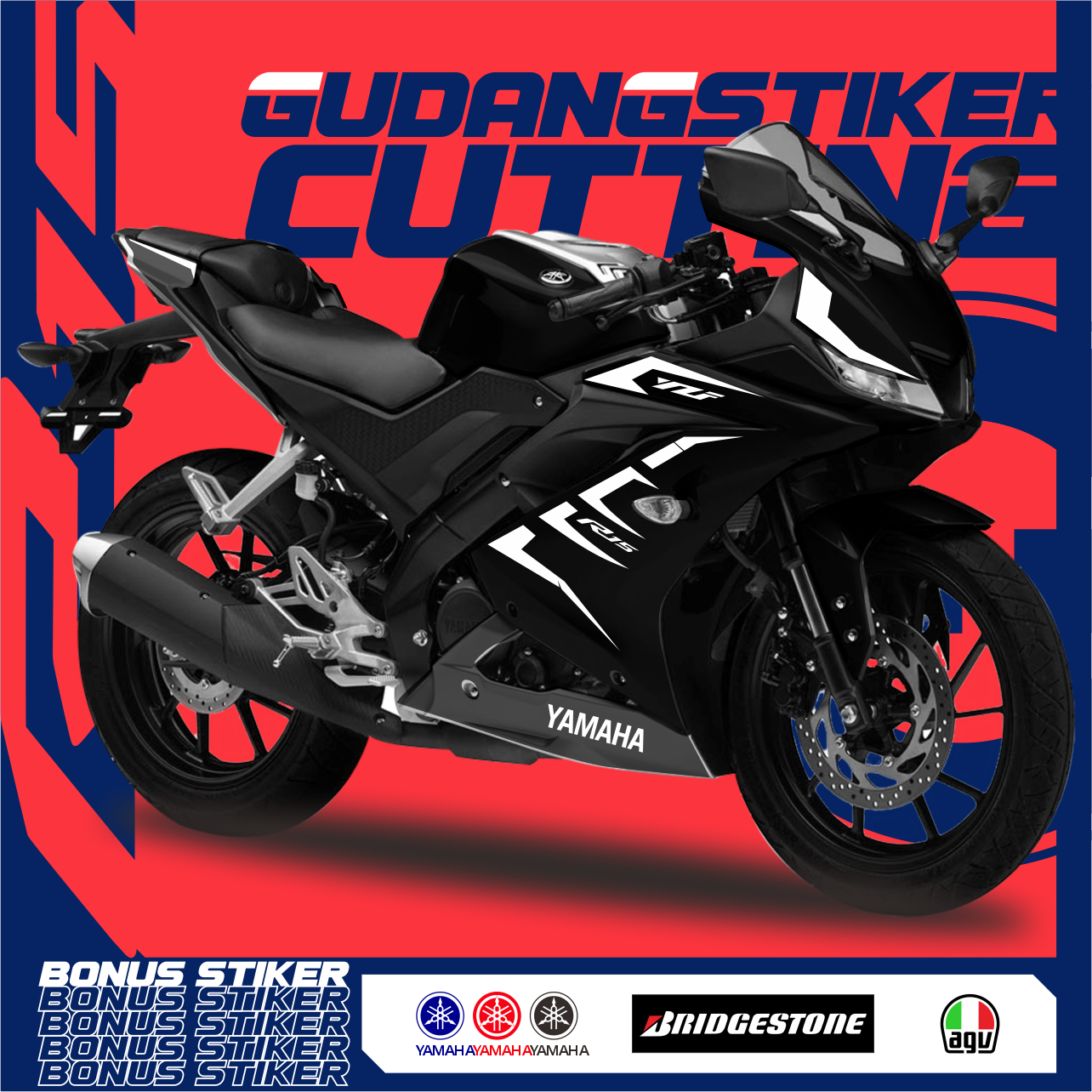 Striping CUTING R15 V3 NEW สติ๊กเกอร์อุปกรณ์มอเตอร์ไซค์