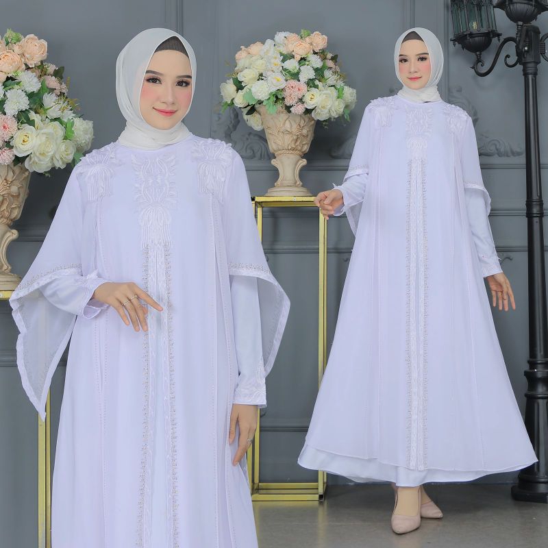 HITAM TURKEY ABAYA GAMIS EMBROIDERED RAFFLESIA สีดําและสี
