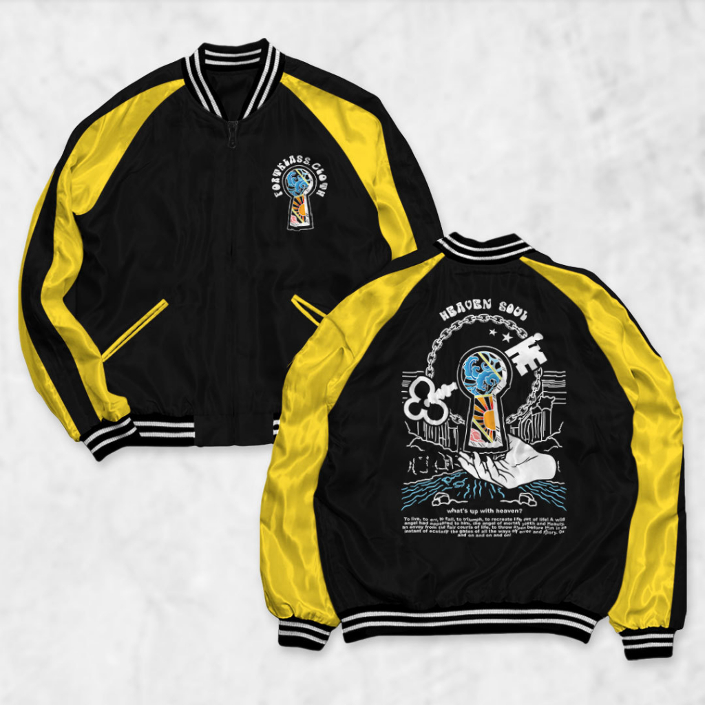 Risrus เครื่องแต่งกาย Sukajan HEAVEN Sukajan เสื้อแจ็คเก็ต Motif ผู้ชายผู้หญิง Distro Unisex Outwear