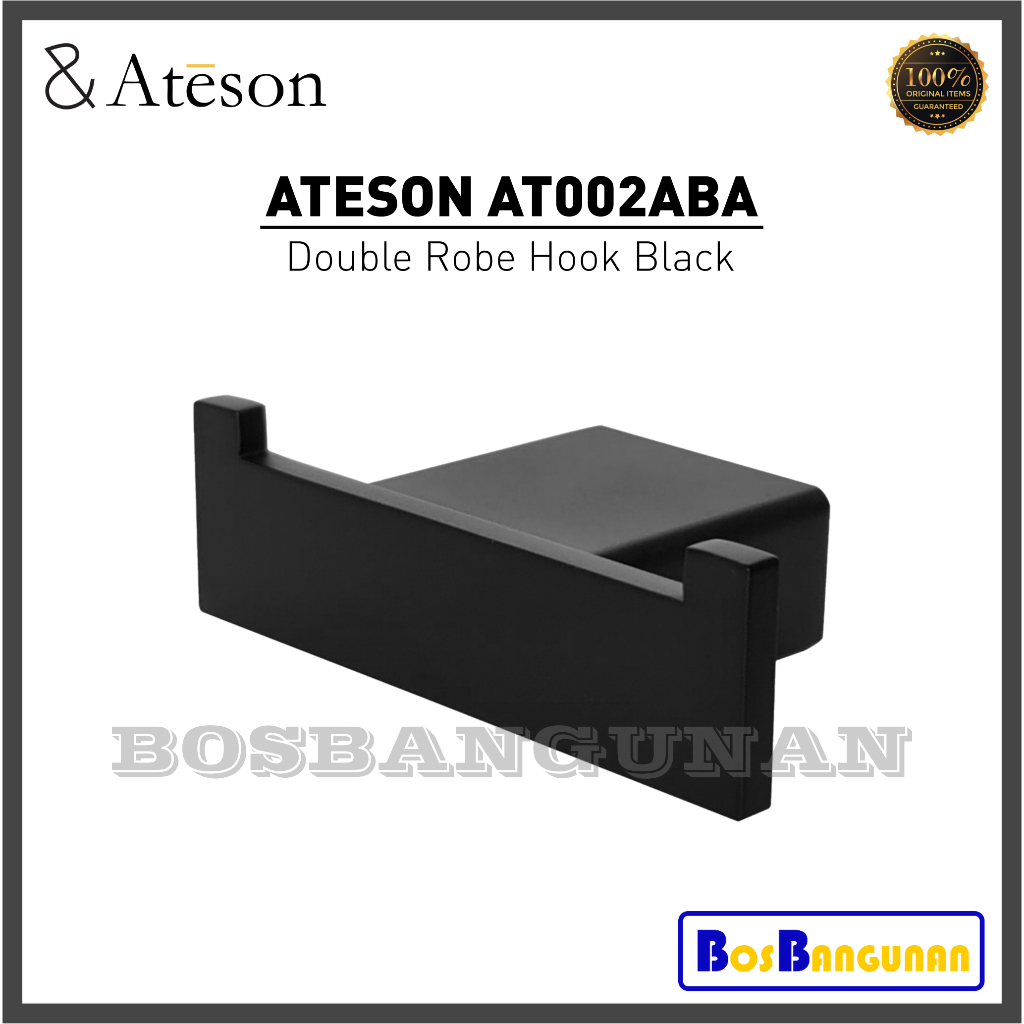 GANTUNGAN ATESON AT002ABA ไม้แขวนเสื้อ / ATESON AT 002 ABA ไม้แขวนเสื้อ / Double Robe Hook สีดํา
