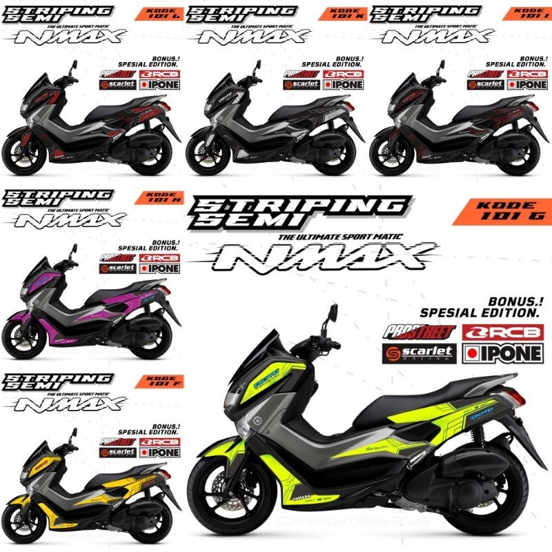 Striping/decal/สติ๊กเกอร์ nmax เก่า 2019/สติ๊กเกอร์ nmax 150/Lis body motor nmax/สติ๊กเกอร์ custom nmax 155