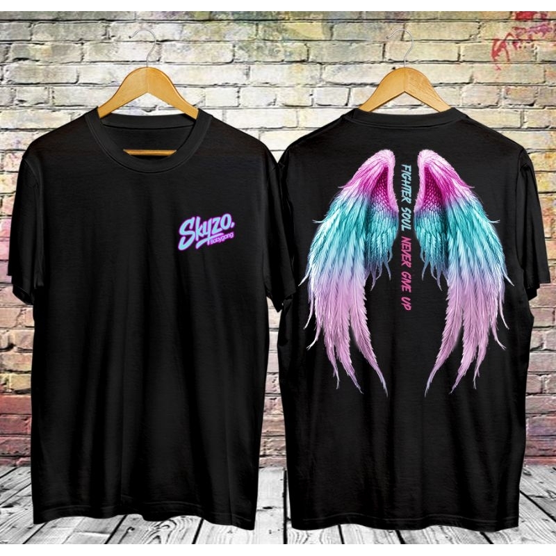 HITAM DISTRO OBLONG เสื้อยืด RELAXED GIRLS BOYS OK QUALITY SKYZO BABY GANG WINGS MOTIF COOL BLACK SI