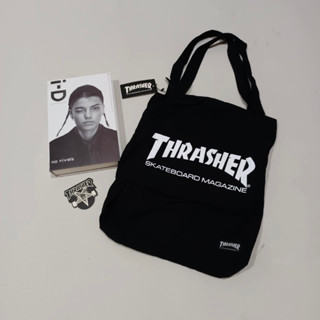 Thrasher กระเป๋าโท้ท ผ้าแคนวาส สีดํา