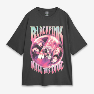 เสื้อยืด โอเวอร์ไซซ์ พิมพ์ลาย Kill This Love สีดํา สีชมพู