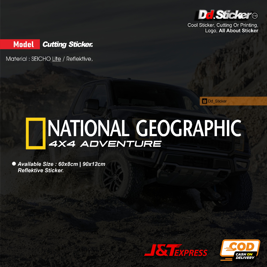 สติกเกอร์กระจก ลาย National Geographic ขนาด 4x4 สําหรับติดตกแต่งรถยนต์ | สติกเกอร์ตัด