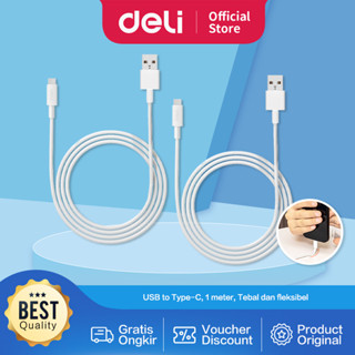 Deli สายชาร์จ สายข้อมูล USB 2.0 เป็น Type-C 1 เมตร ยืดหยุ่น 8331X