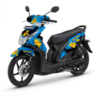 สติกเกอร์รูปลอก แบบเต็มตัว ลายปิกาจู สําหรับ Honda Beat FI 2012 2013 2014 2015 2016