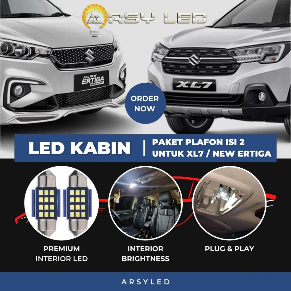 Suzuki XL7 / โคมไฟเพดาน Ertiga Cabin ใหม่ทั้งหมด แพ็ค 2 ดวง LED CHIPSET 1860 Xtrime Bright ราคา ถูกที่สุด ดีลบีเคเค แกลเลอรีภาพที่ 2