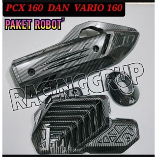 ฝาครอบท่อไอเสีย คาร์บอน และฝาครอบหม้อน้ํา สําหรับ Vario 160 และ PCX 160 Newest 2022 2023