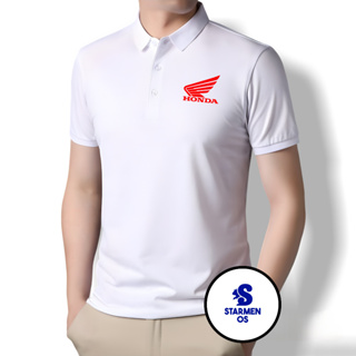 เสื้อยืดโปโล คอปก พิมพ์ลายโลโก้ HONDA สีแดง สําหรับผู้ชาย (20 สี) ตอนที่ 1