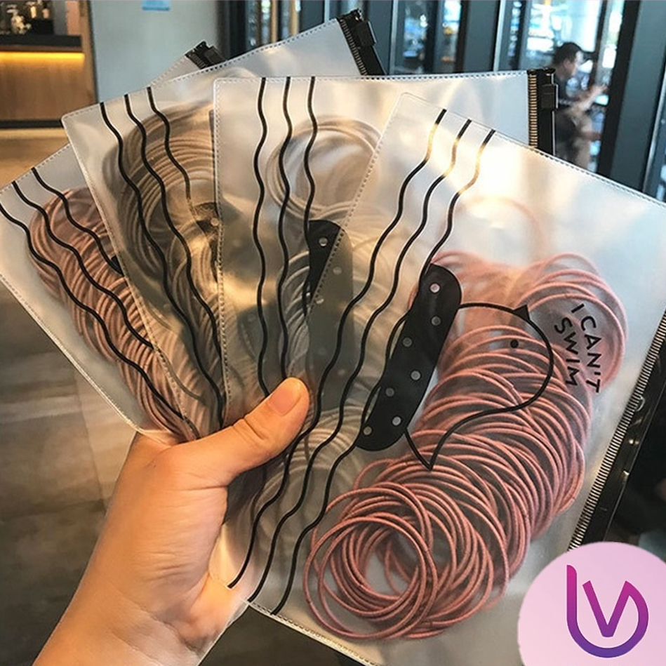 KS IR888 HAIR TIE 100PCS - PLAIN ELASTIC HAIR TIE ผลิตจากยางเกาหลีนําเข้า