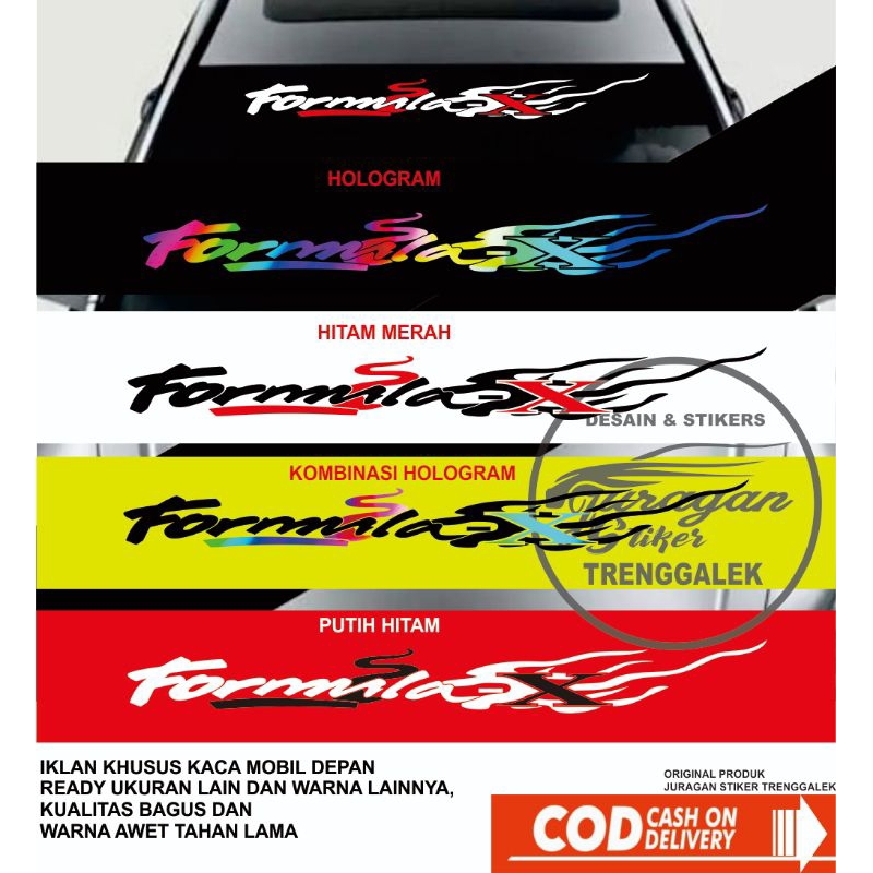 FORMULA X สติ๊กเกอร์ตัดกระจกหน้าและหลังสําหรับรถยนต์