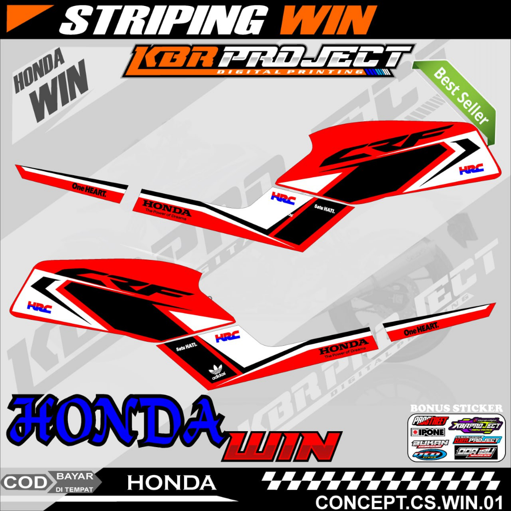 WIN PREMIUM MOTORCYCLE STRIPING STICKERS COOL WIN VARIATION LINES HONDA MOTORCYCLE STICKERS RACING D