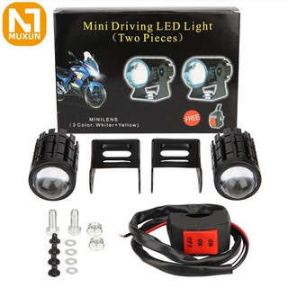 ( 2 PCS + SAKLAR ) LAMPU LASER MINI DRIVING LIGHT PUTIH KUNING JAUH DEKAT MOTOR DAN MOBIL