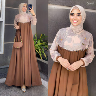 Gamis TERBARU KIFARA DRESS BO M L XL XXL FRIENDLY Material CRINKLE MIX GAMIS Women MOCCA CREAM MOTIF The Latest Models Now JUMBO Can GAMIS Women Without HIJAB BAJU DRESS MUSLIM Women Korean MUSLIM Clothing Women