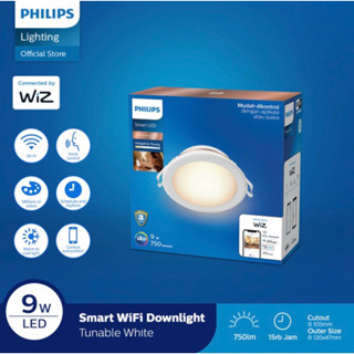 Philips โคมไฟติดเพดานอัจฉริยะ Wifi LED 9W - ปรับแต่งได้ สีขาว (สีขาว) แผง 9 วัตต์ Ib บลูทูธ ตกแต่งเพดาน รับประกันอย่างเป็นทางการ SNI แอพ Smart WIZ