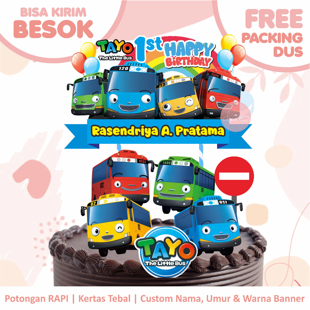 Tayo Cake Topper (Custom Name & Age) FREE PACKING BOX