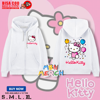 เสื้อแจ็กเก็ต เสื้อฮู้ดดี้ มีซิป ลาย Hello kitty สําหรับเด็ก