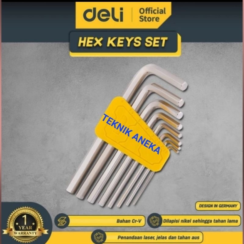 DELI L-WRENCH SET 8 ชิ้น HEX KEY WRENCH SET 8 ชิ้น