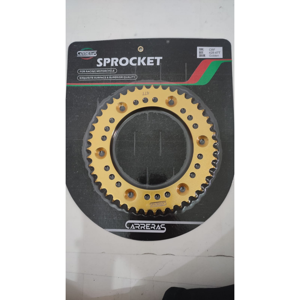 SUPERMOTO CRF/KLX UK REAR GEAR 428 47T GOLD CARRERAS WHOLESALE