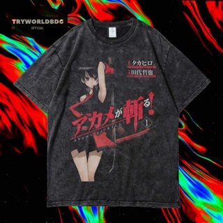 Tryworldbdg เสื้อยืด แขนสั้น พิมพ์ลาย "AKAME GA KILL" | เสื้อเชิ้ต ซักได้ | หินล้าง | เสื้อยืด ขนาดใหญ่ | เสื้อยืด พิมพ์ลายการ์ตูน Akame GA KILL JUMP COMICS WASHING VINTAGE