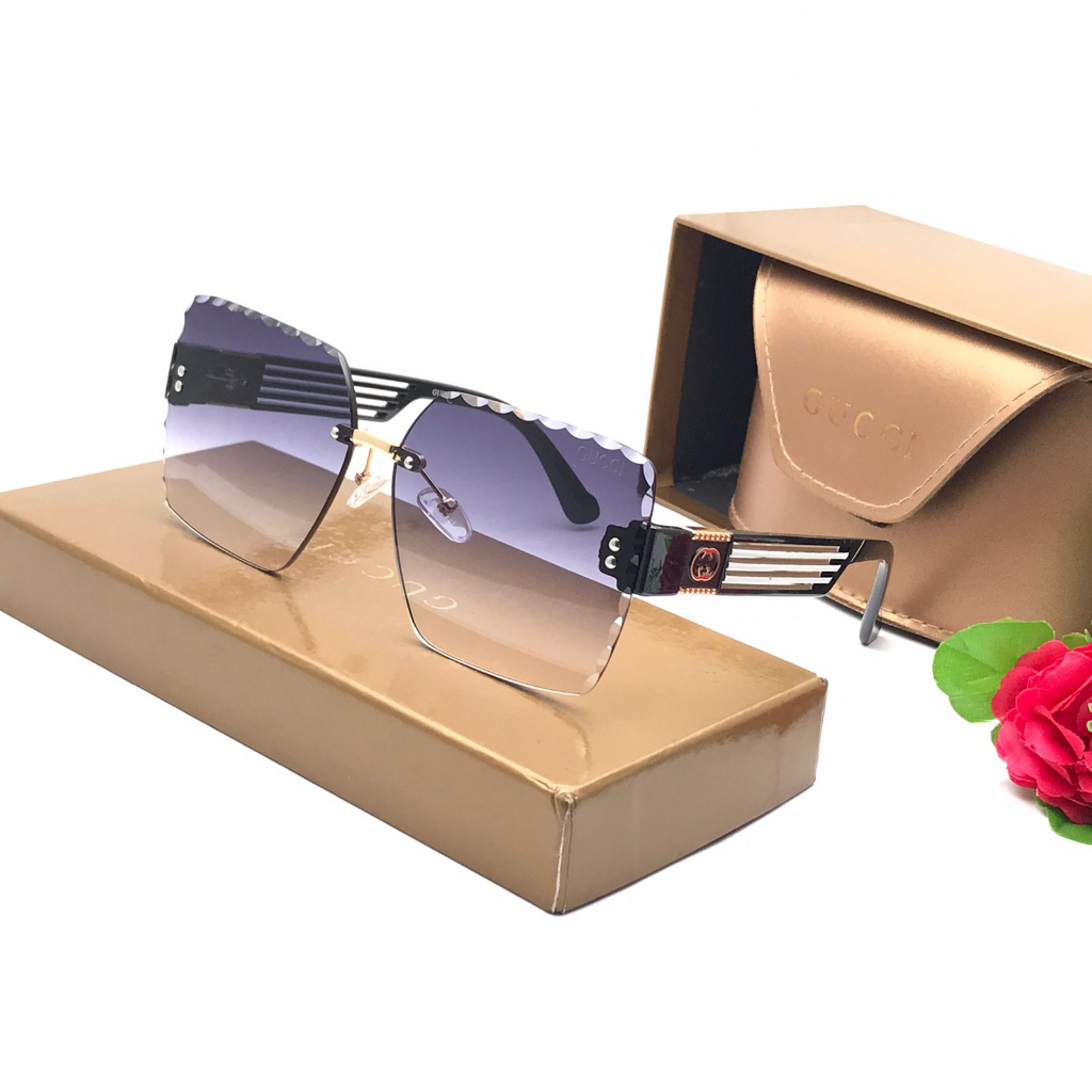 Hitam Gucci CC23084 แว่นกันแดดแว่นตาแฟชั่น/แว่นตาป้องกันรังสียูวีสําหรับแว่นตาผู้หญิงพร้อมแว่นตาร่วม