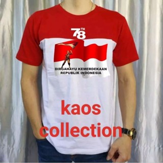 เสื้อยืดผ้าฝ้าย พิมพ์ลายธงชาติอินโดนีเซีย ครบรอบ 78 ปี ขนาดใหญ่ สําหรับผู้ชาย และผู้หญิง