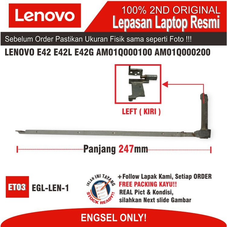 LAYAR ET03 EGL-LEN-1 14 นิ้วหน้าจอแล็ปท็อป HINGE LENOVO E42 E42L E42G