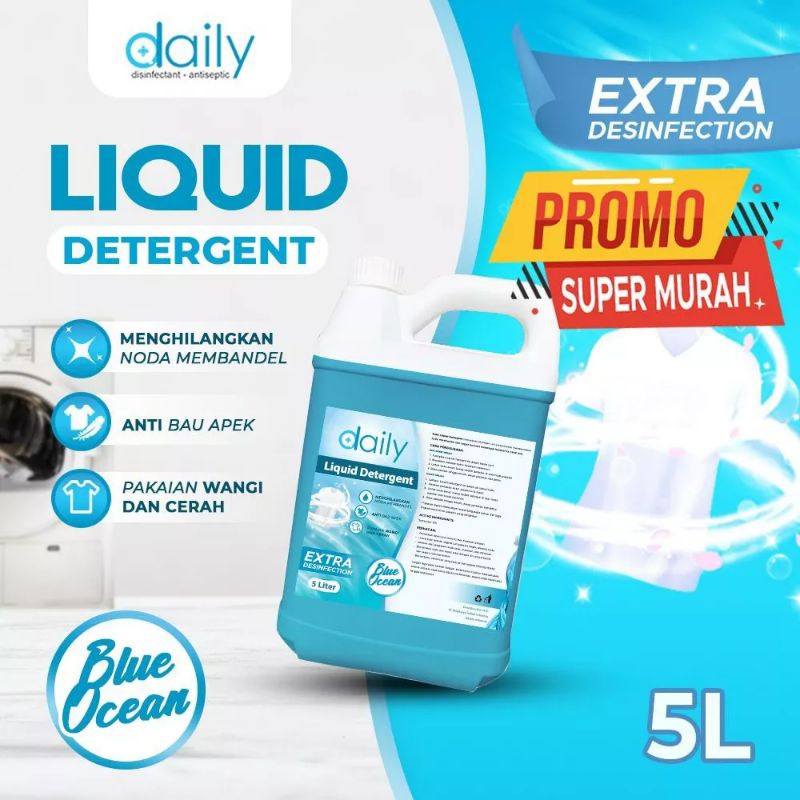 KEMENKES LAUNDRY OCEAN BLUE LIQUID DETERGENT + DISINFECTANT DAILY LIQUID DETERGENT ANTI BACTERIAL AN