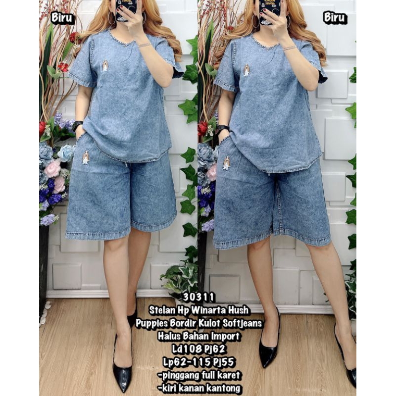 HK 30311 HP WINARTI JEANS SET EMBROIDERED HUSH PUPIESH SOFTJEANS MATERIAL