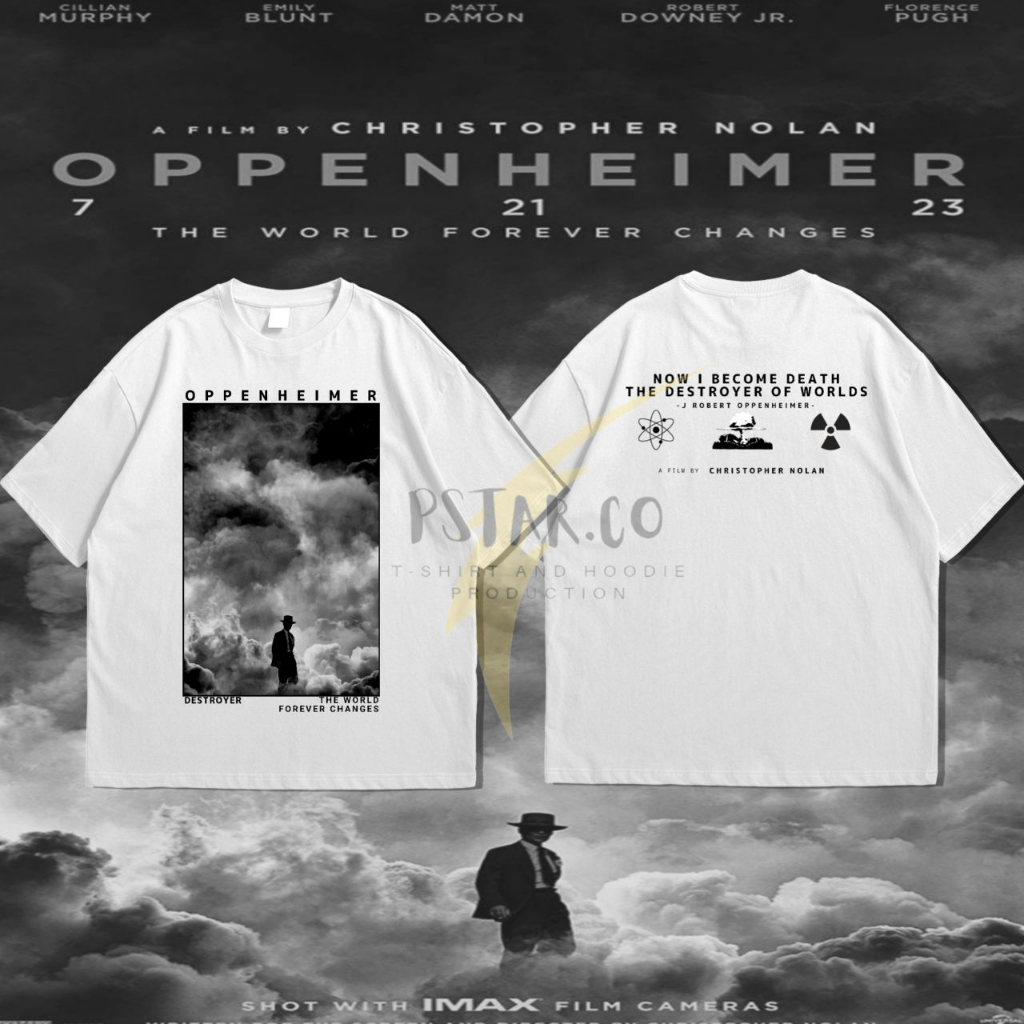 เสื้อยืด พิมพ์ลายฟิล์ม Oppenheimer | เสื้อยืด Oppenheimer a Film โดย Christopher Nolan