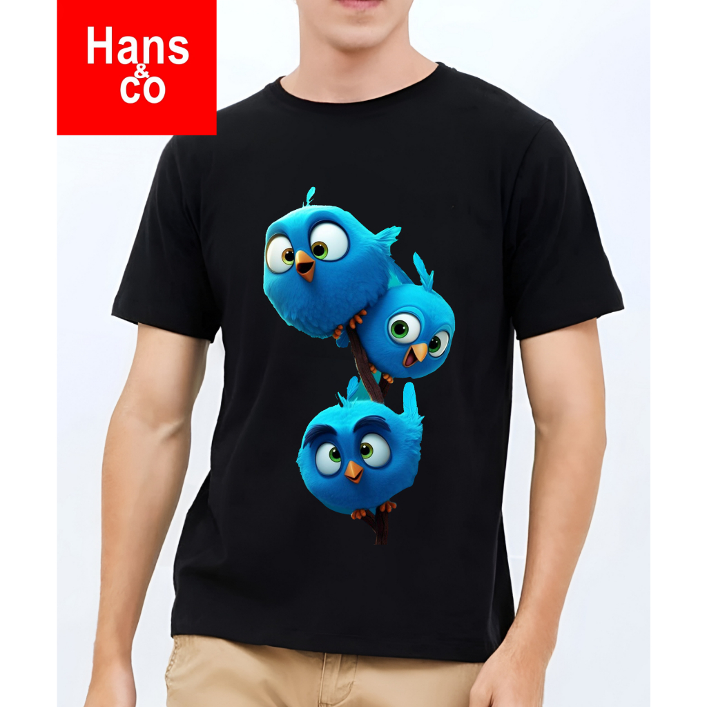 KATUN Premium 3D เสื้อยืดผู้ชาย 0blong Animation 3 Bird Cotton 24s 100% H090 By Hans & co